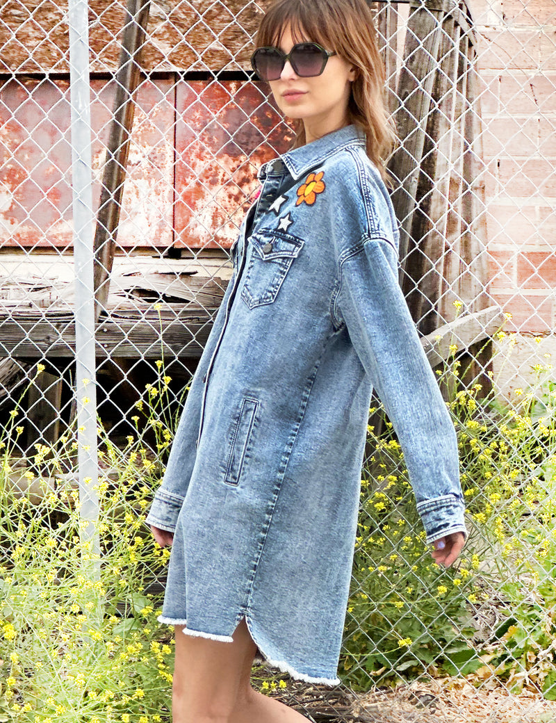 Women's Festival Denim Dress with Embroidery Details Billy T washlabshop Women's Festival Denim Dress with Embroidery Details Billy T washlabshop