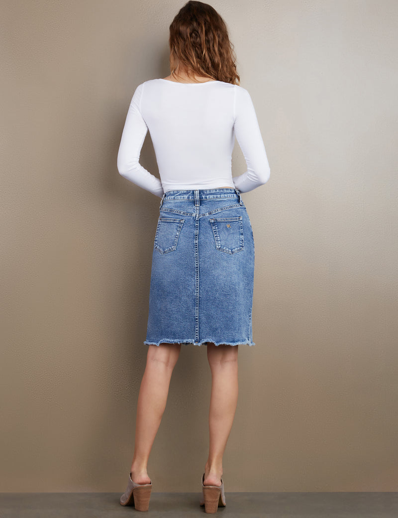 Women's Designer Fray Hem Jean Skirt