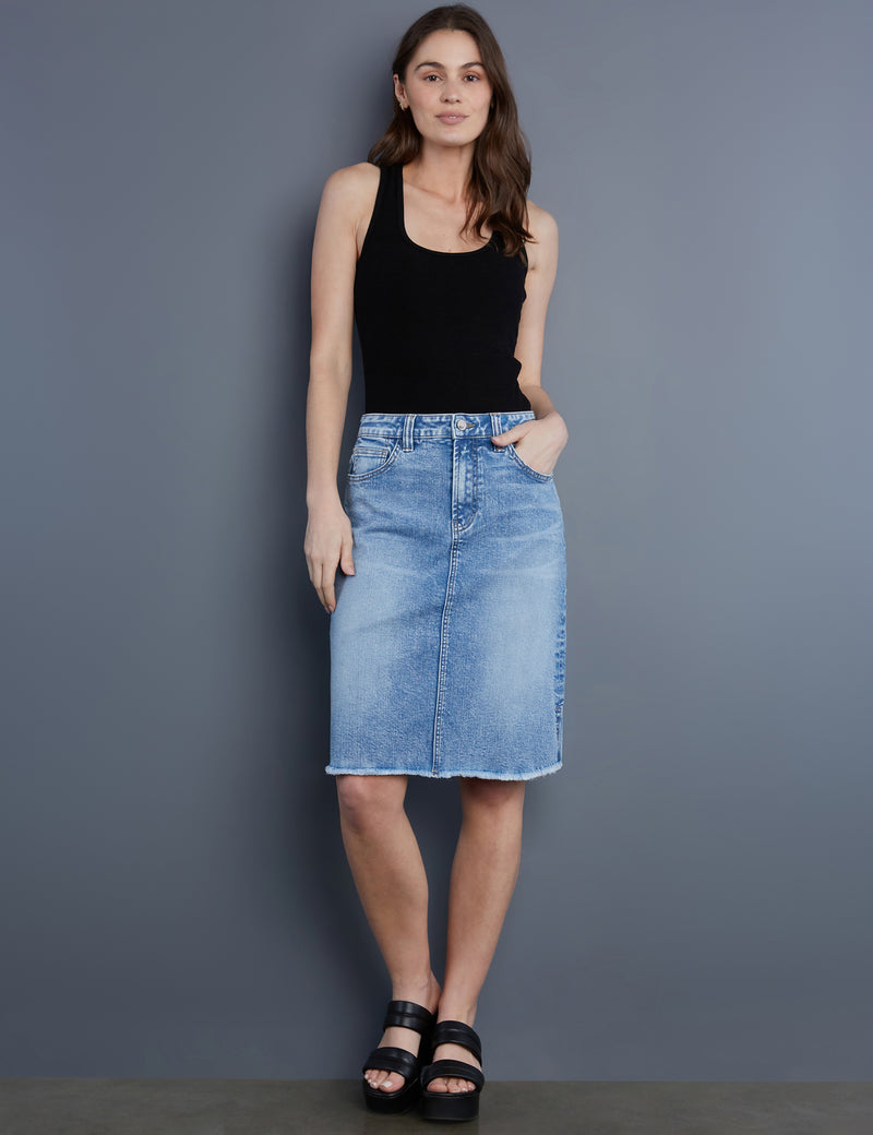 Women's Designer Classic Light Wash Short Denim Skirt