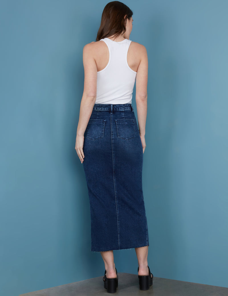 Front-Slit-Classic-Denim-Midi-Skirt-Side-View
