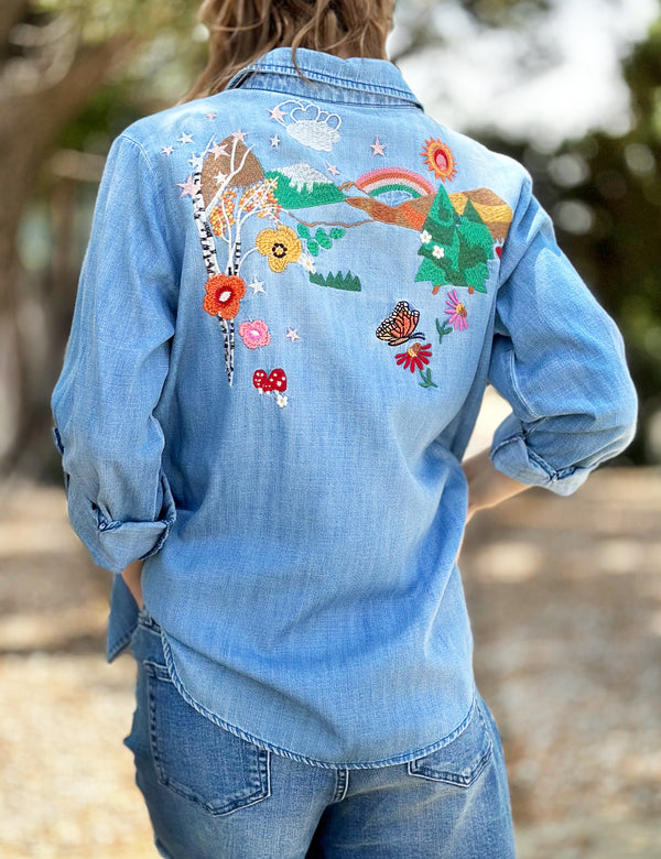 Women's Embroidered Denim Shirt