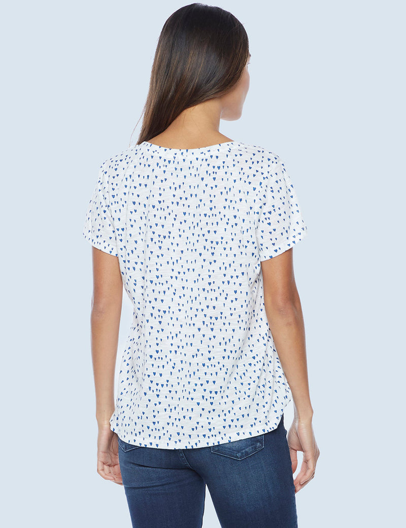 High-End Women's Fashion Brand Allover Heart Print Tee