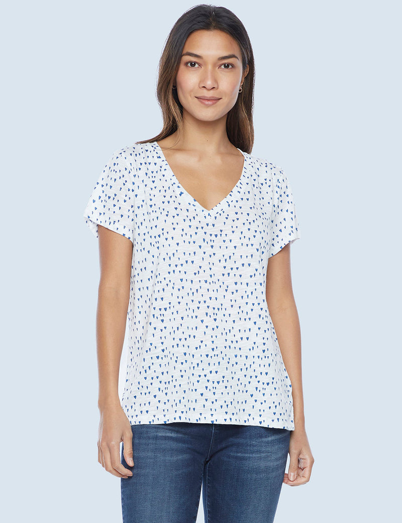 High-End Women's Fashion Brand Allover Heart Print Tee