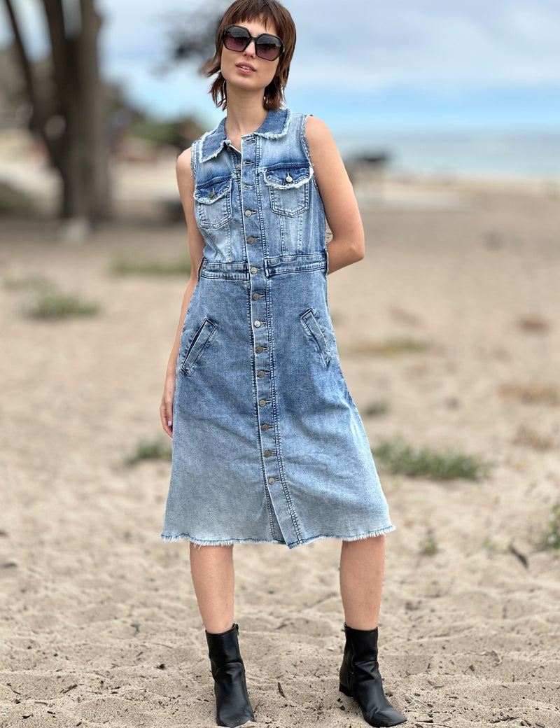 Women's Miranda Western Cloud-Wash Denim Shirtdress Wash Lab washlabshop Women's Miranda Western Cloud-Wash Denim Shirtdress Wash Lab washlabshop