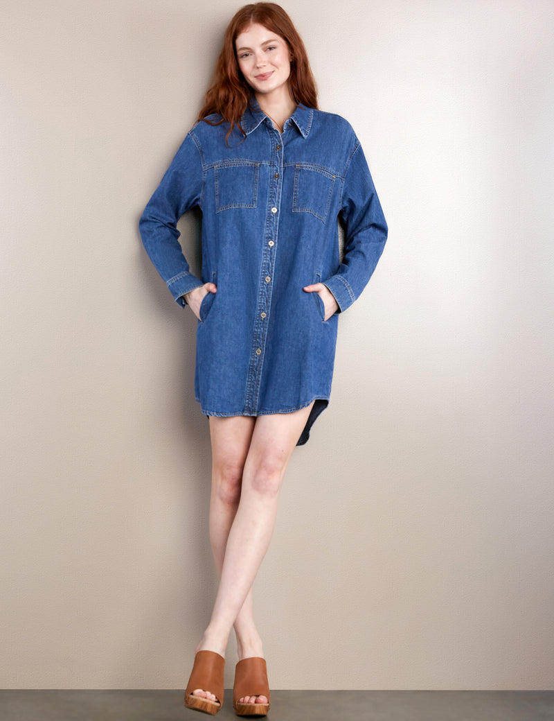 Women's Oversized Denim Shirtdress Wash Lab washlabshop Women's Oversized Denim Shirtdress Wash Lab washlabshop