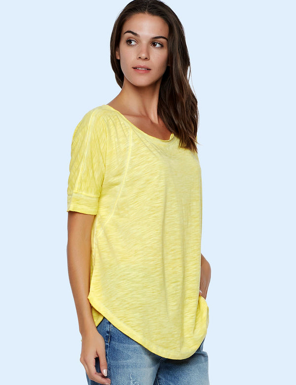 Women's Designer Fashion Brand Oversized Slub Tee in Bright Yellow