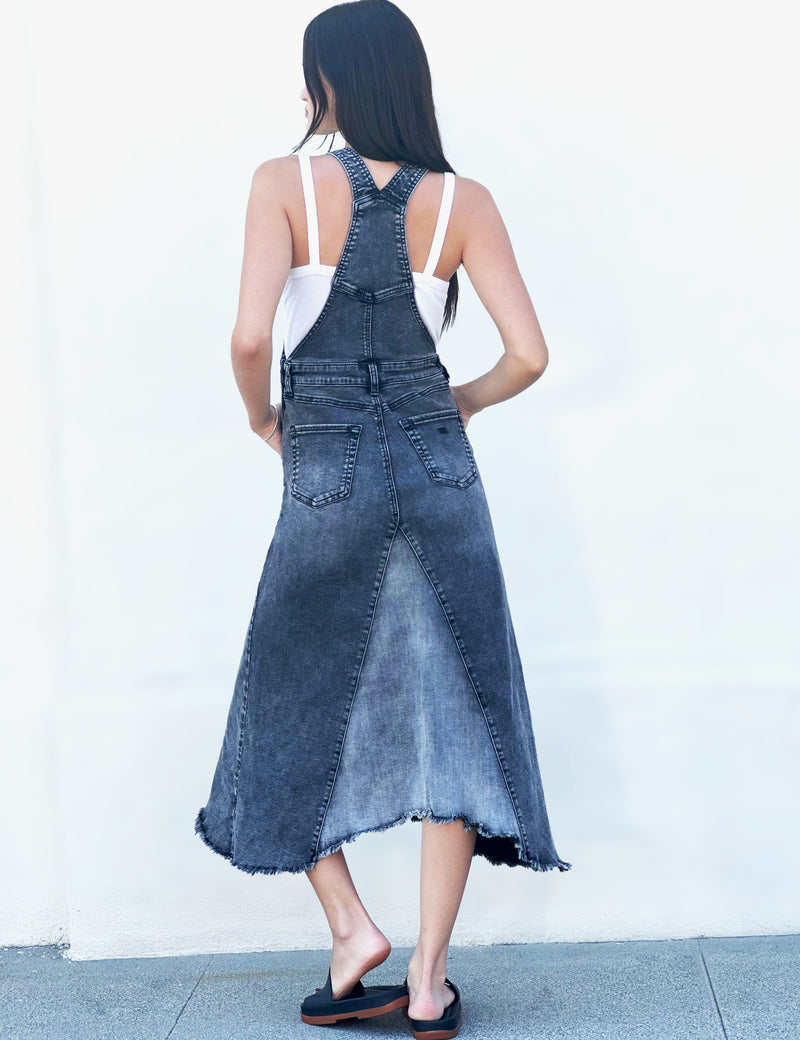 Women's Fashion Brand Faded Black Denim Overall Dress