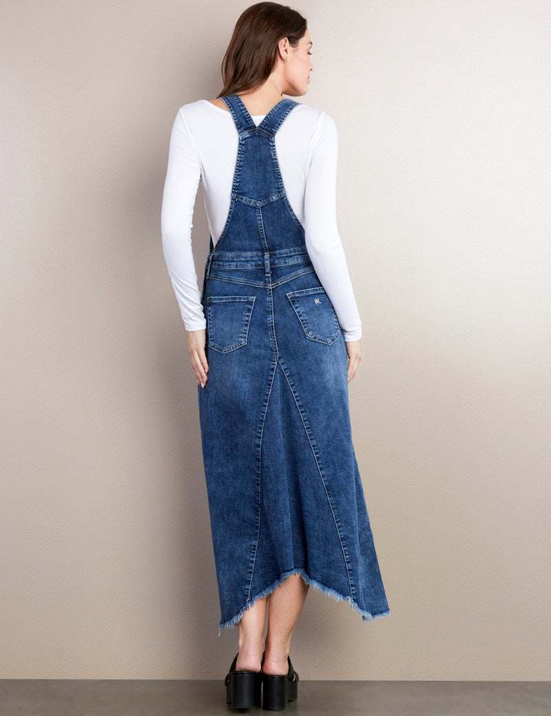 Women's Fashion Brand Medium Wash Denim Overall Dress