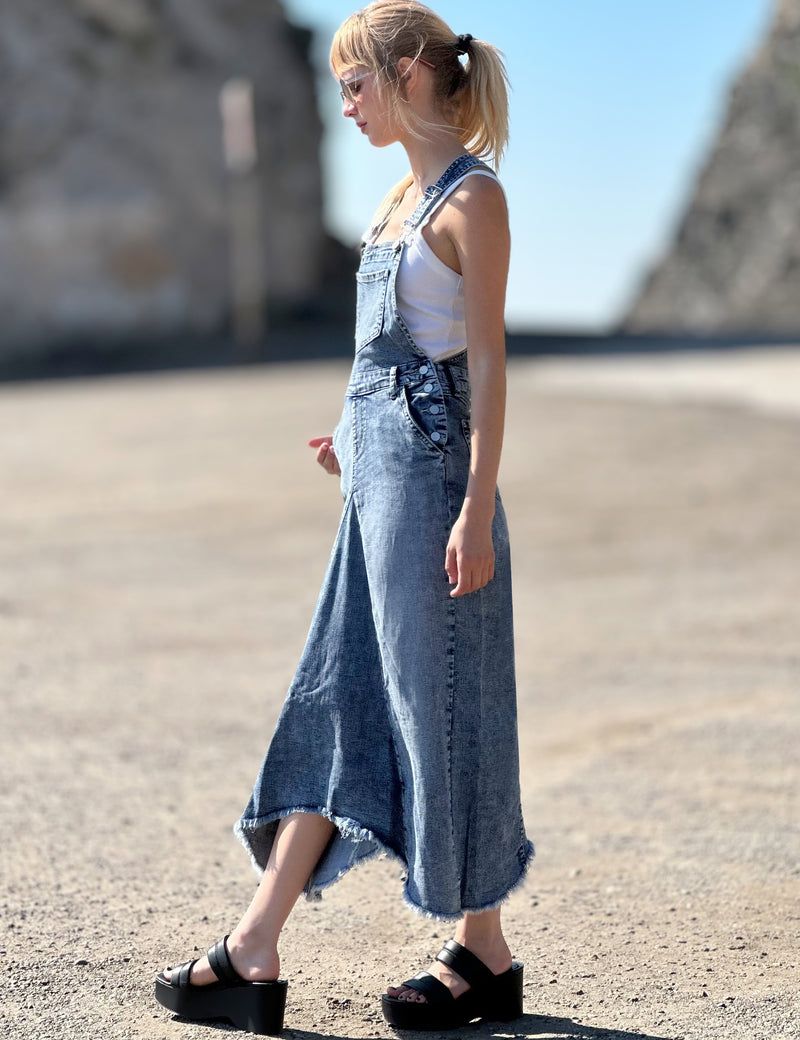 Women's Pieced Denim Jumper Dress Wash Lab washlabshop Women's Pieced Denim Jumper Dress Wash Lab washlabshop