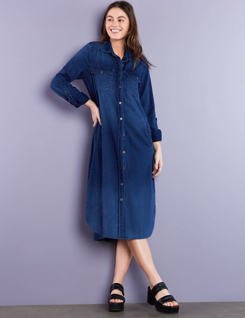 Women's Designer Classic Denim Shirtdress