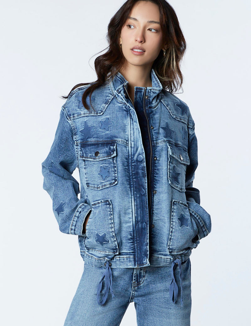 Women's Fashion Brand Star Embroidered Denim Jacket