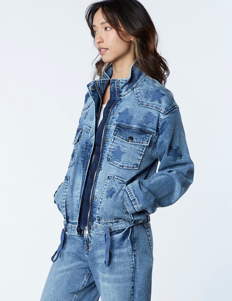 Women's Fashion Brand Star Embroidered Denim Jacket