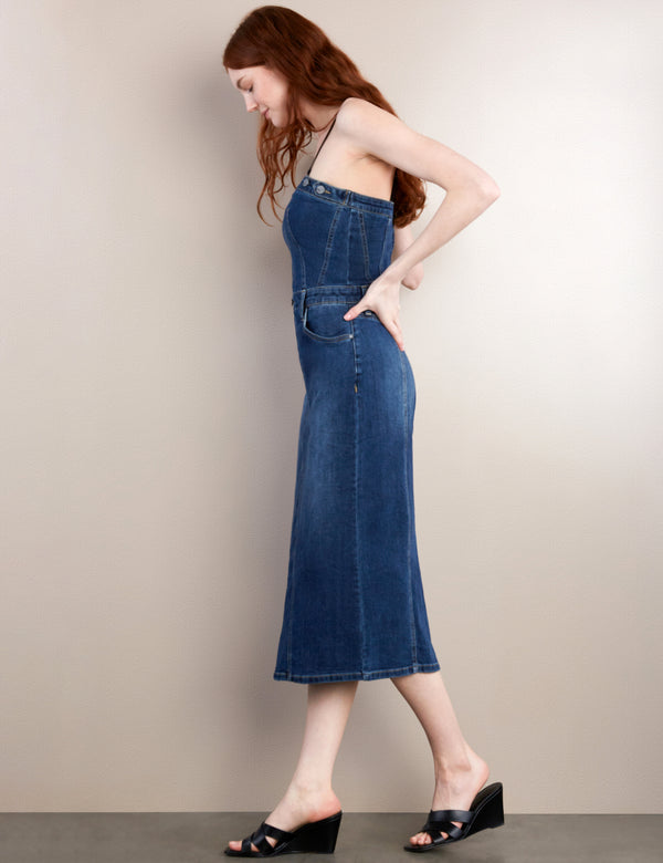 Retro Denim Corset Dress