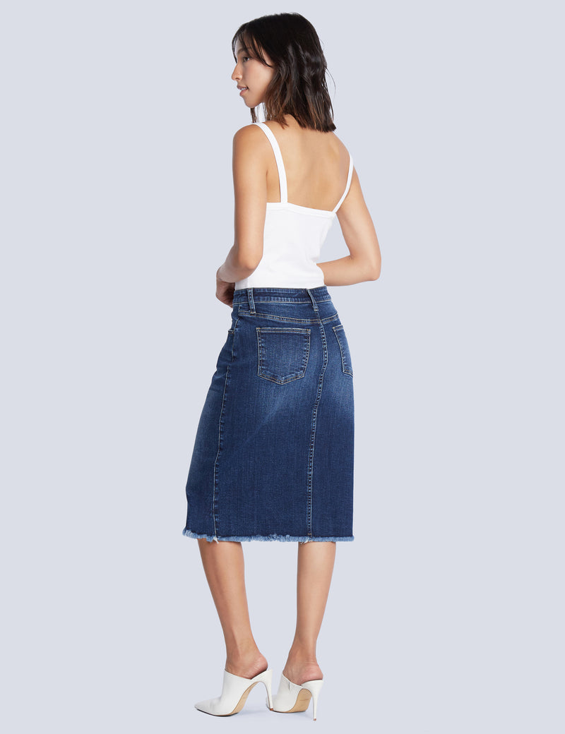 Reveal Denim Midi Skirt