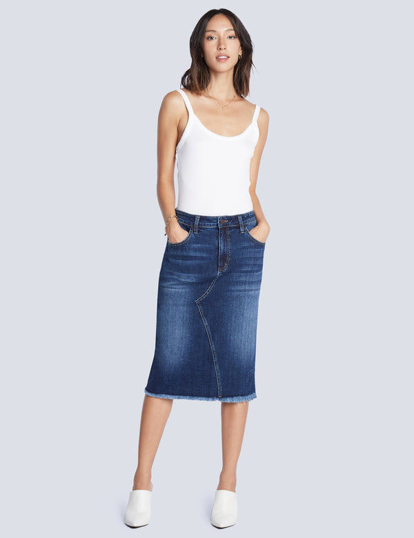 Reveal Denim Midi Skirt