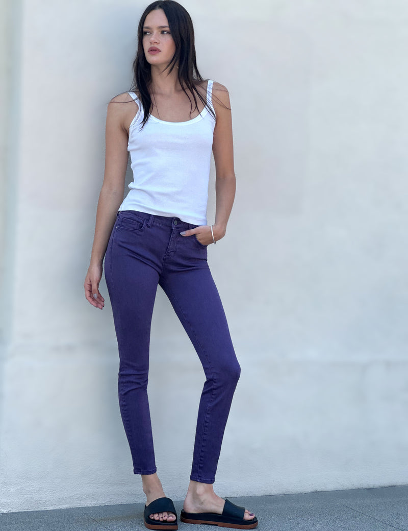 Women's Purple Colored Denim Mid Rise Skinny Jeans