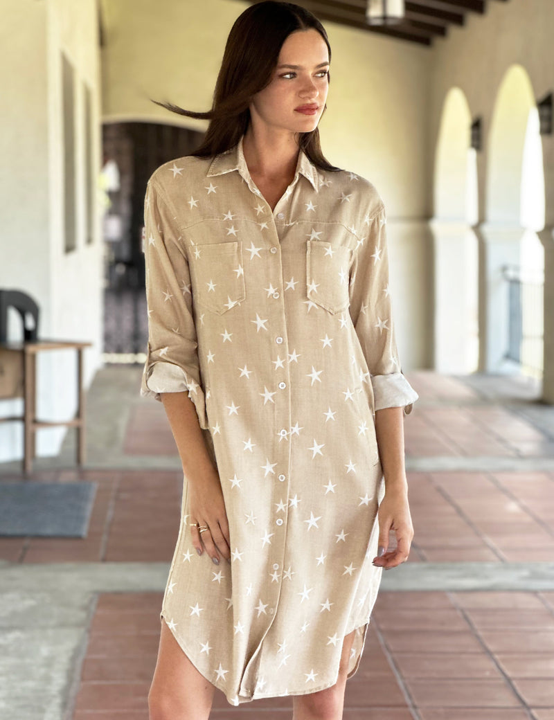 Women's Fashion Brand Star Print Shirtdress