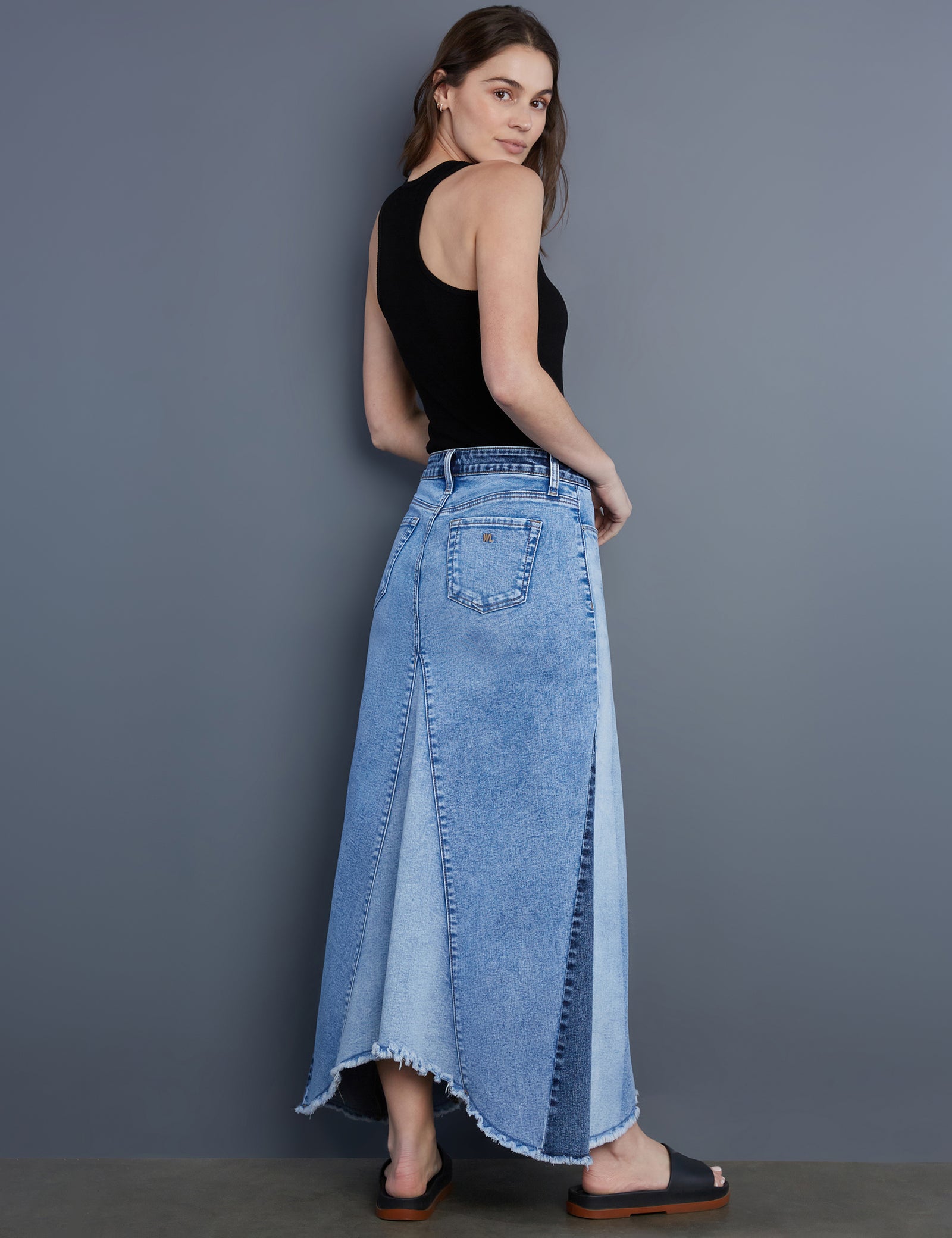 25SS★MATIN KIM ★ROUGH PATCHWORK LAYERED SKIRT 25SS☆MATIN KIM ☆ROUGH PATCHWORK LAYERED SKIRT
