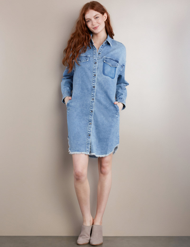 High-End Women's Fashion Brand Mini Denim Shirtdress