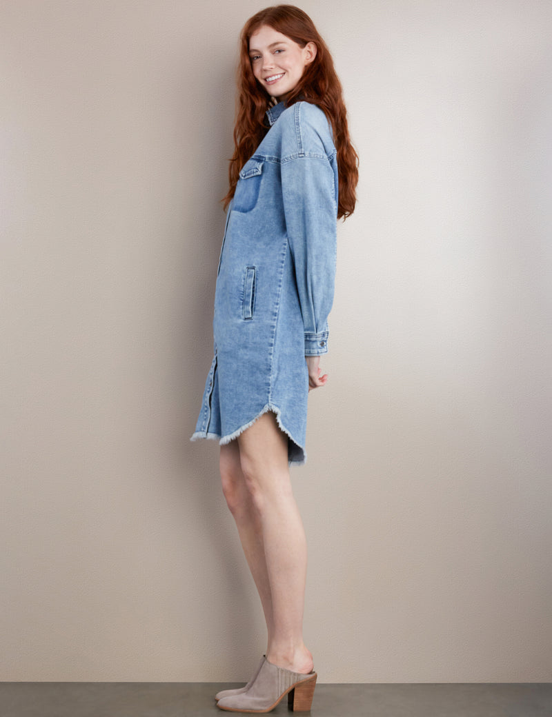 High-End Women's Fashion Brand Mini Denim Shirtdress