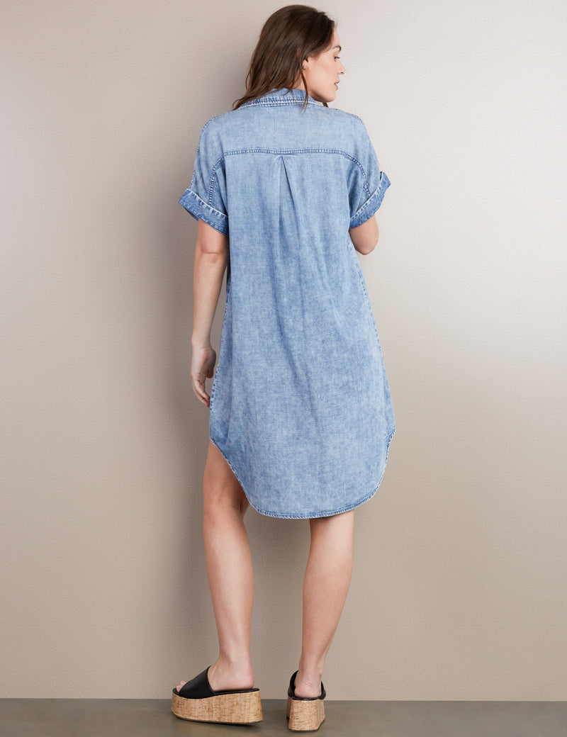 womens denim shirt dress short sleeve denim shirt dress women's Denim Short-Sleeve Renee Shirtdress Light Wash Denim