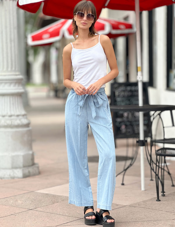 Women's Designer Brand Tie Waist Soft Trousers