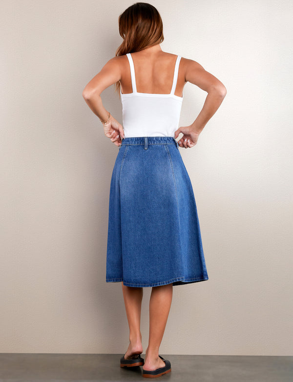 Women's Fashion Brand Seamed Denim Circle Skirt