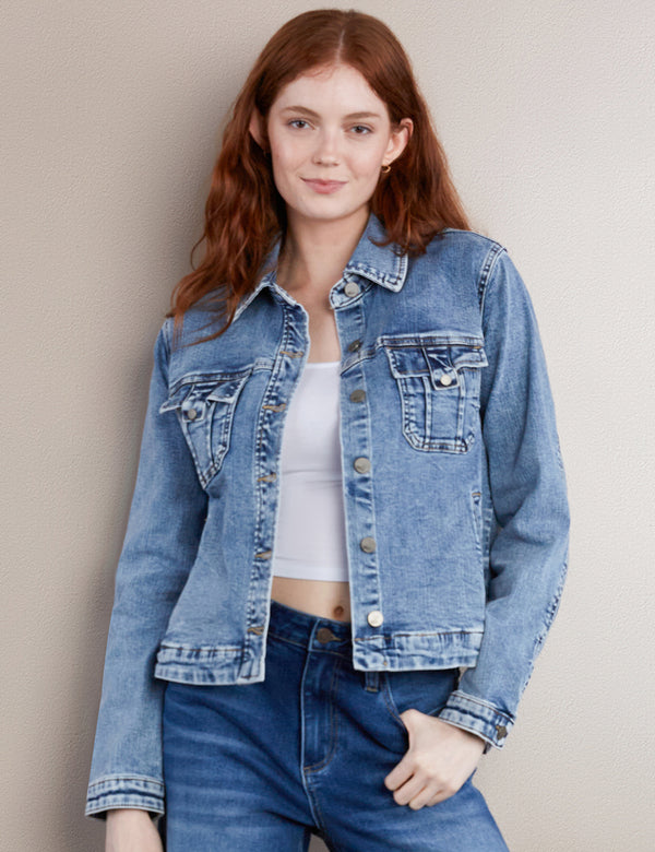 High-End Women's Fashion Brand Tab Pocket Denim Jacket