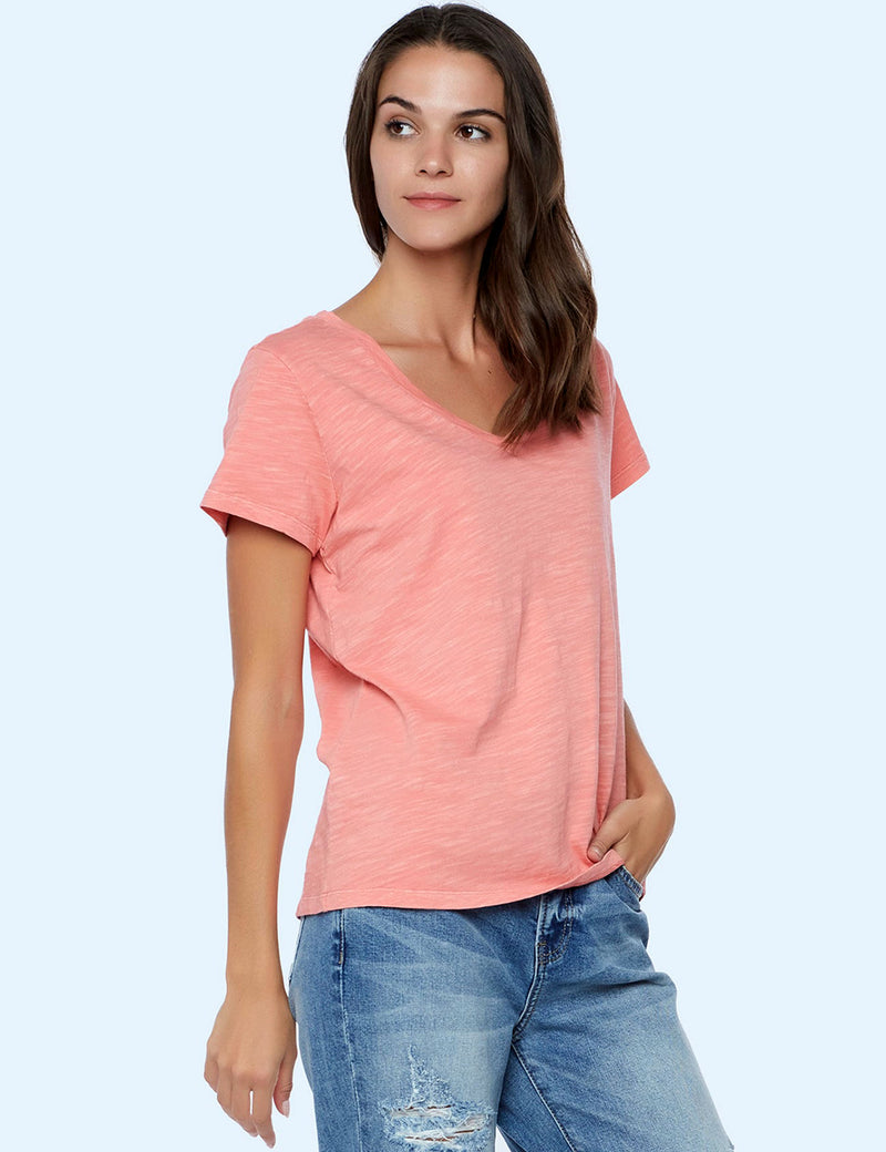 Women's Designer Cotton Slub V-Neck Tee