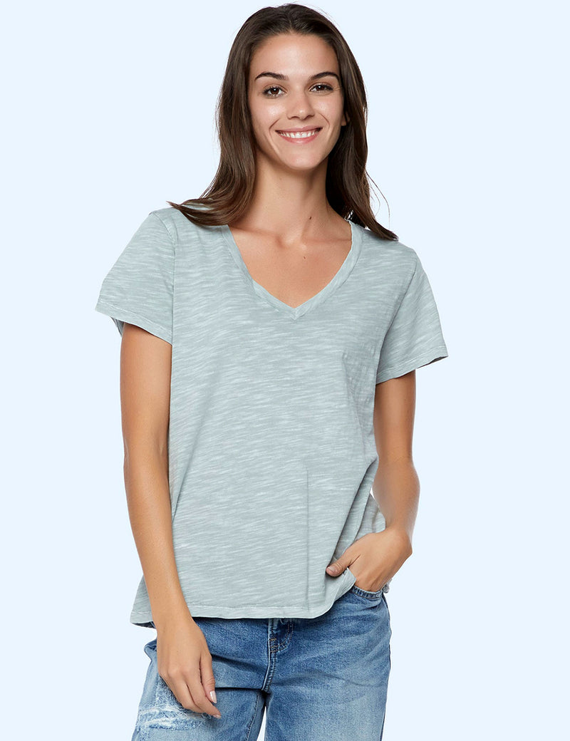 Women's Designer Cotton Slub V-Neck Tee