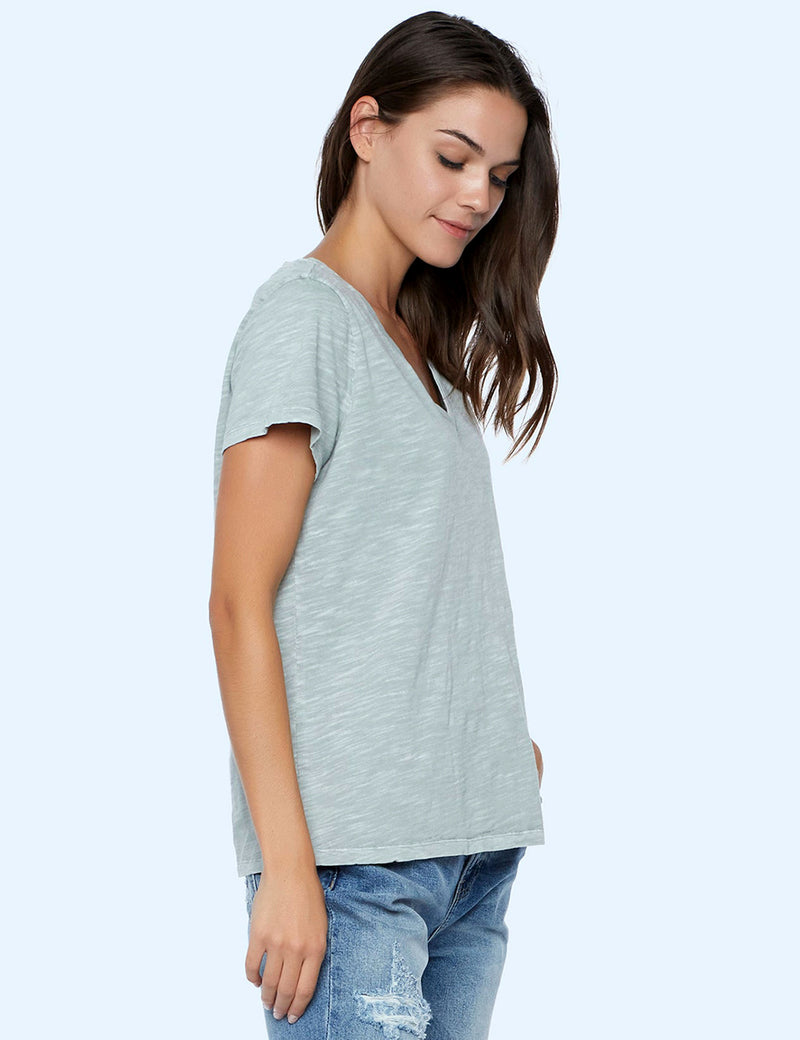 Women's Designer Cotton Slub V-Neck Tee