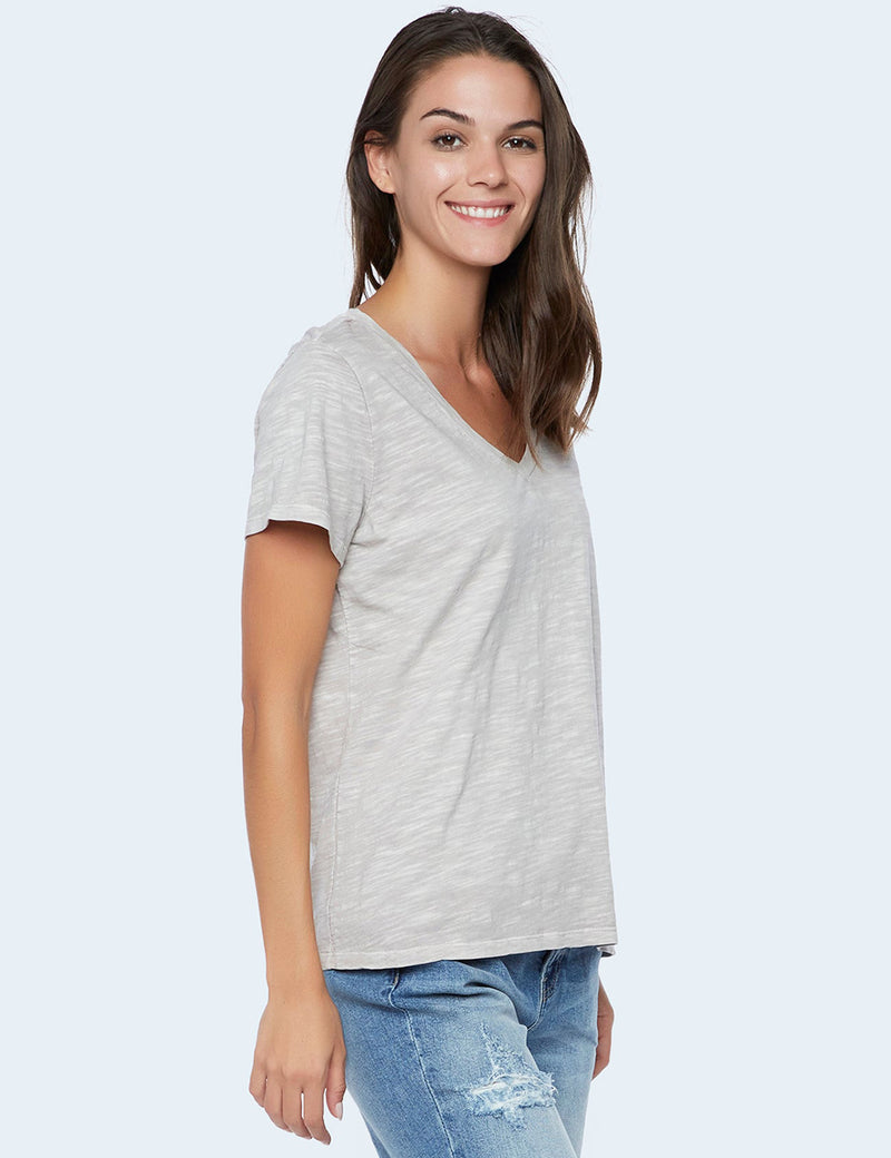 Women's Designer Cotton Slub V-Neck Tee