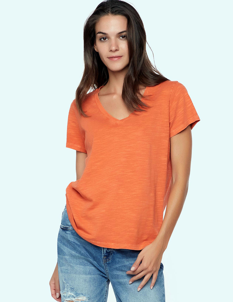 Women's Designer Cotton Slub V-Neck Tee