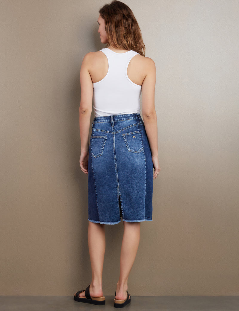 Women's Designer Two Tone Jean Skirt