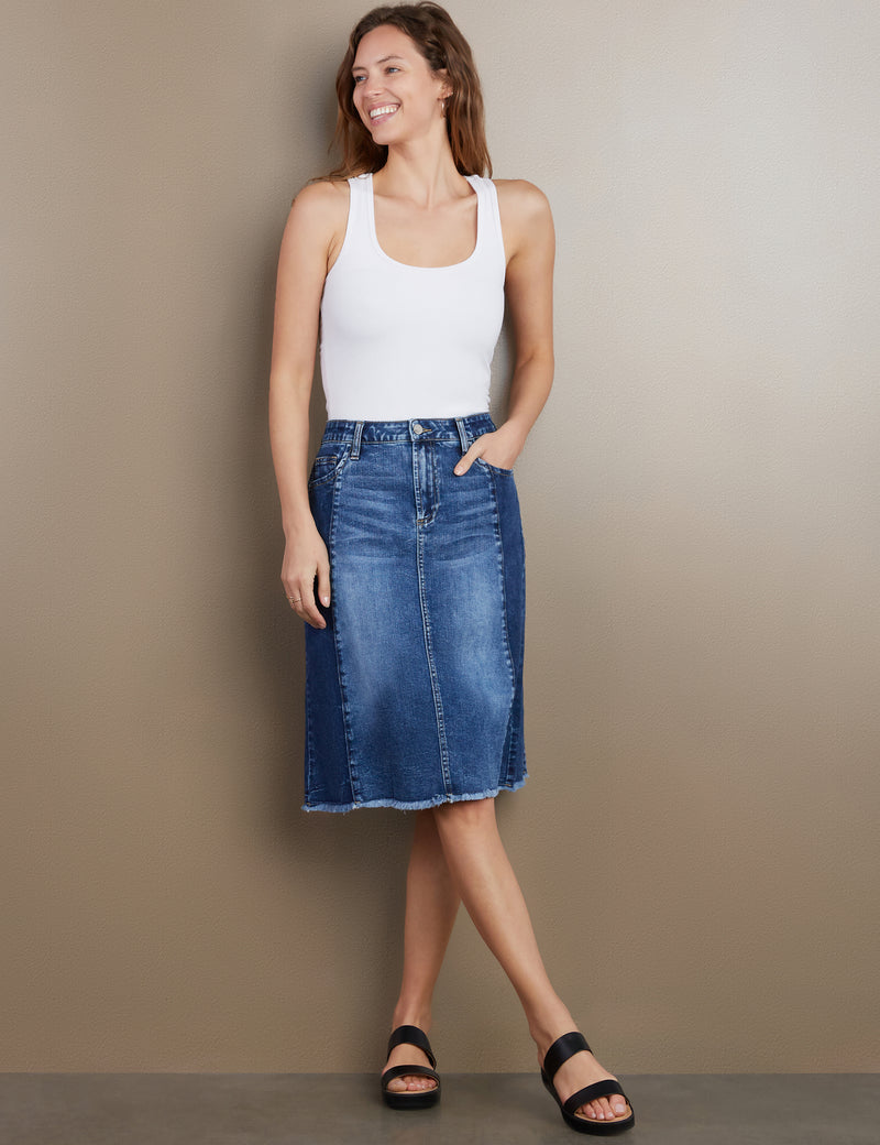 Women's Designer Two Tone Jean Skirt