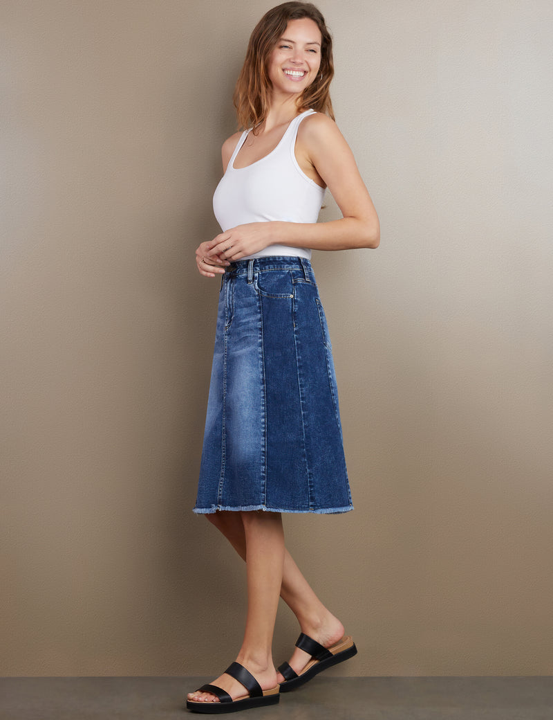 Women's Designer Two Tone Jean Skirt