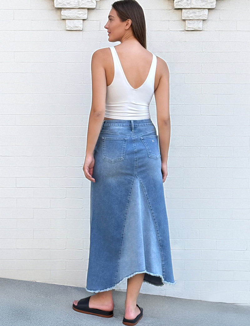 Selma Pieced Denim Maxi Skirt