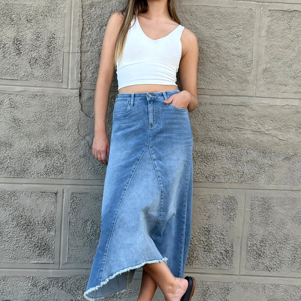 Women's Selma Pieced Denim Maxi Skirt – Wash Lab – washlabshop