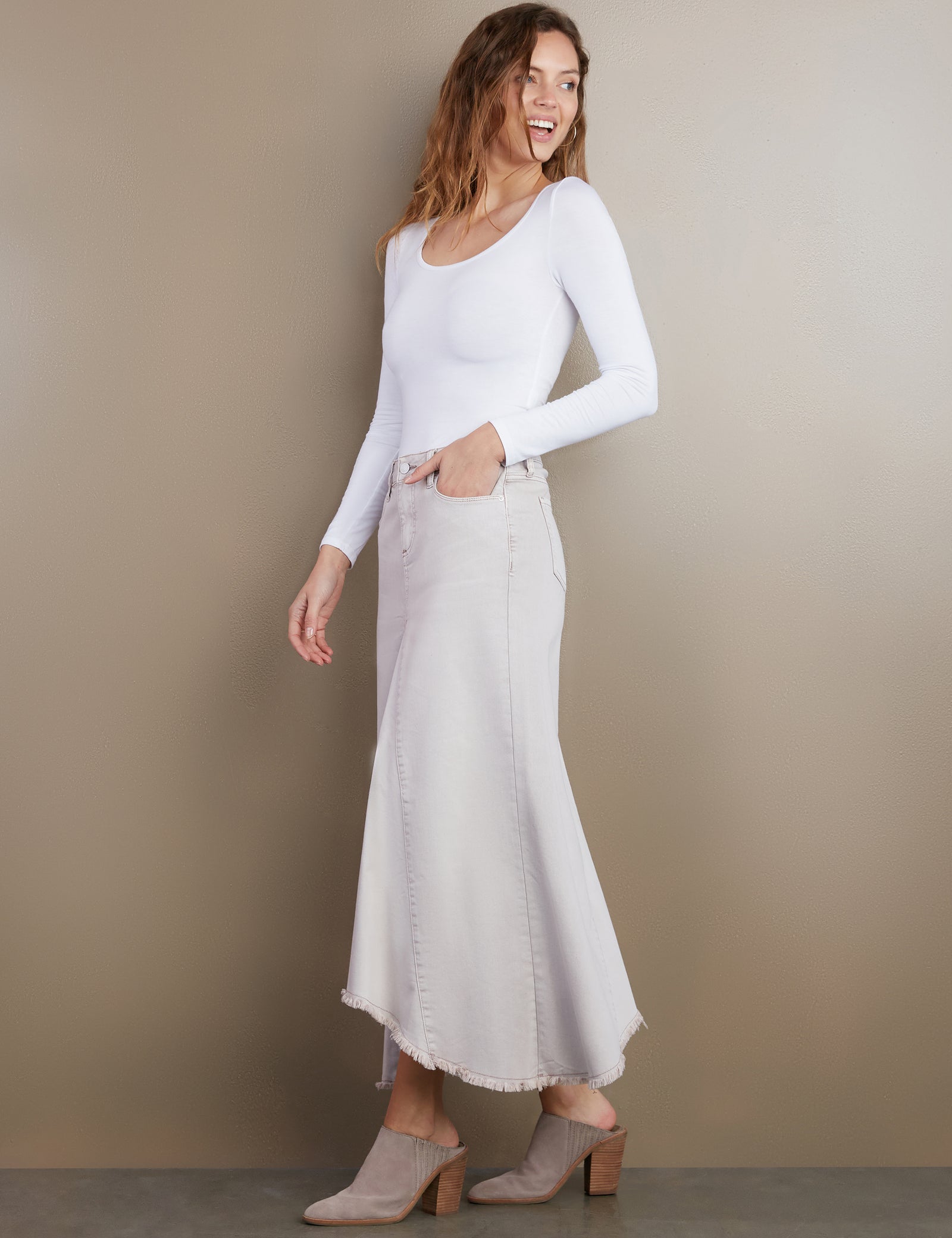 Women's Selma Pieced Denim Maxi Skirt – Wash Lab – washlabshop