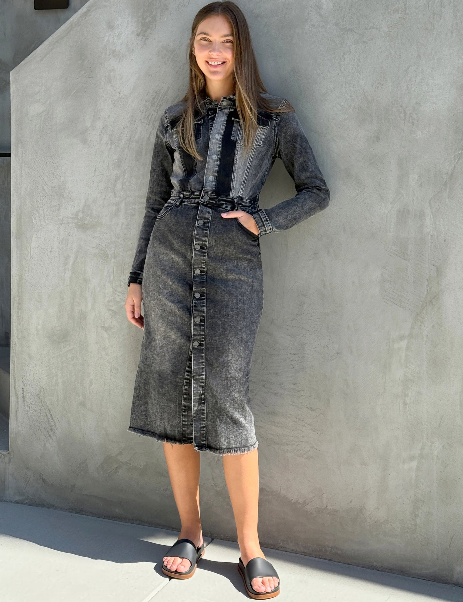 color block denim dress Full Size Color Block Denim Patchwork Mini Dress Plus Size Blue / L by Blue Zone Planet