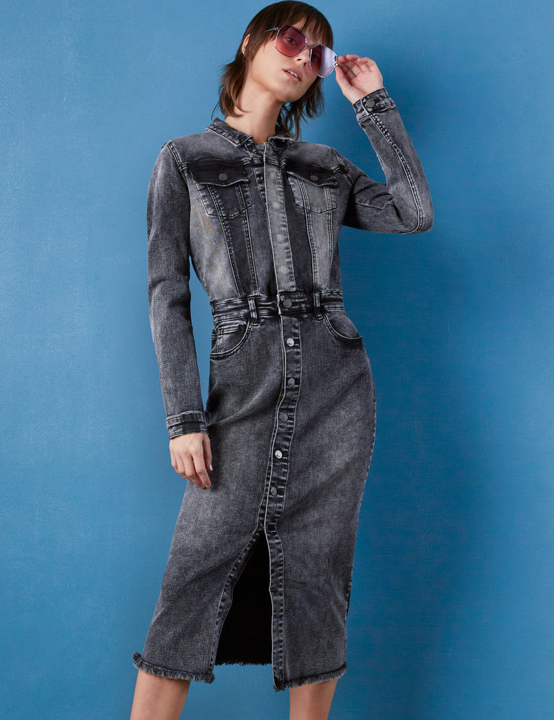 Women's Color-Blocked Denim Dress – Wash Lab – washlabshop