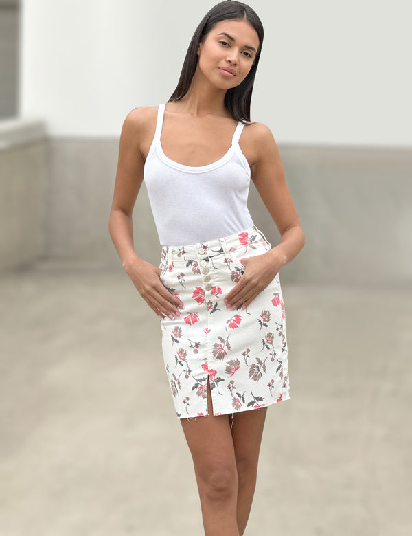 Women's Designer Floral Print Denim Mini Skirt