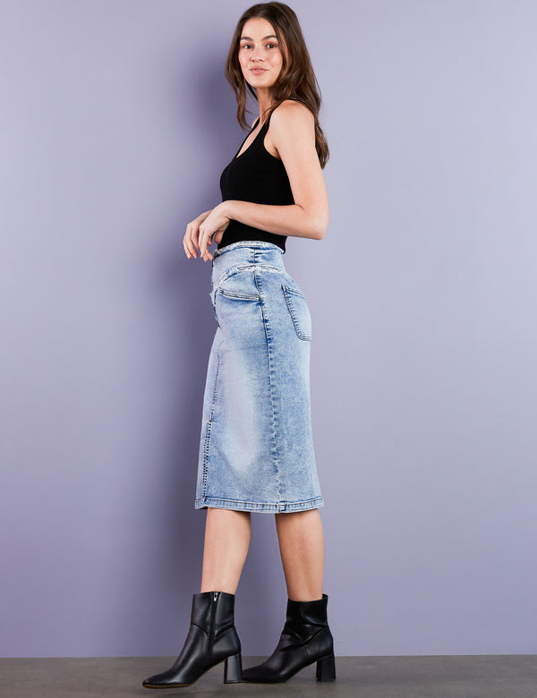 Women's Premium Denim Midi Skirt