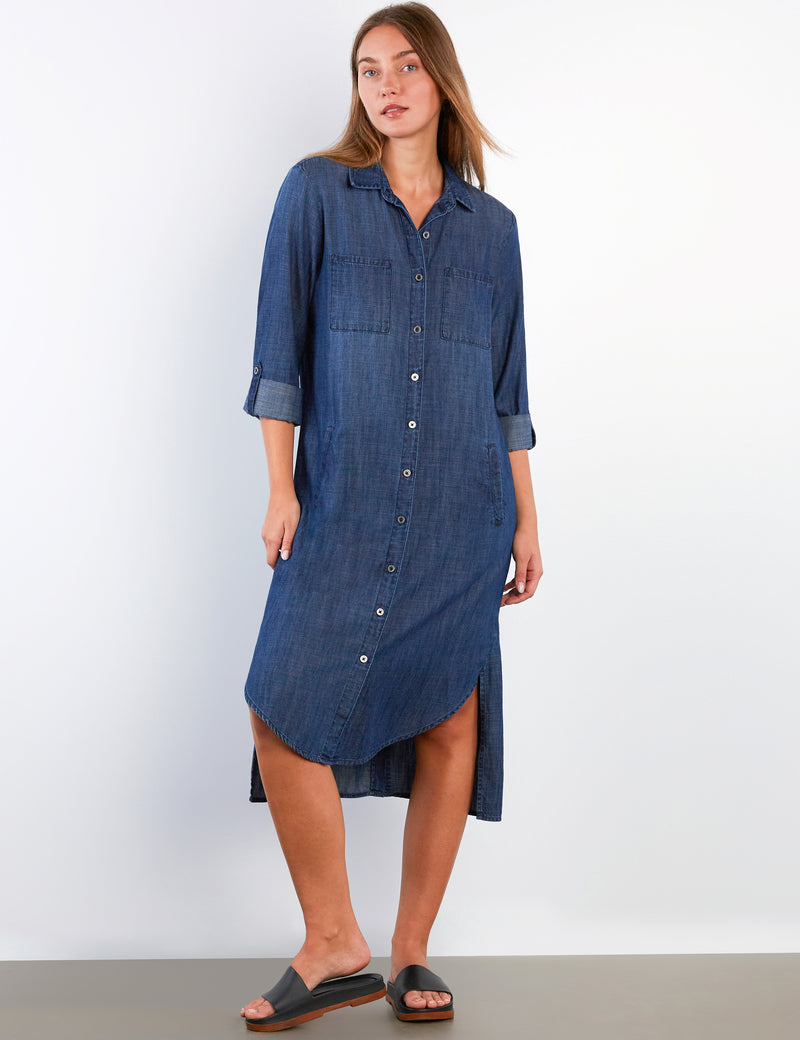 Women's Chill Out Lyocell Button-Front Shirtdress Wash Lab washlabshop Women's Chill Out Lyocell Button-Front Shirtdress Wash Lab washlabshop
