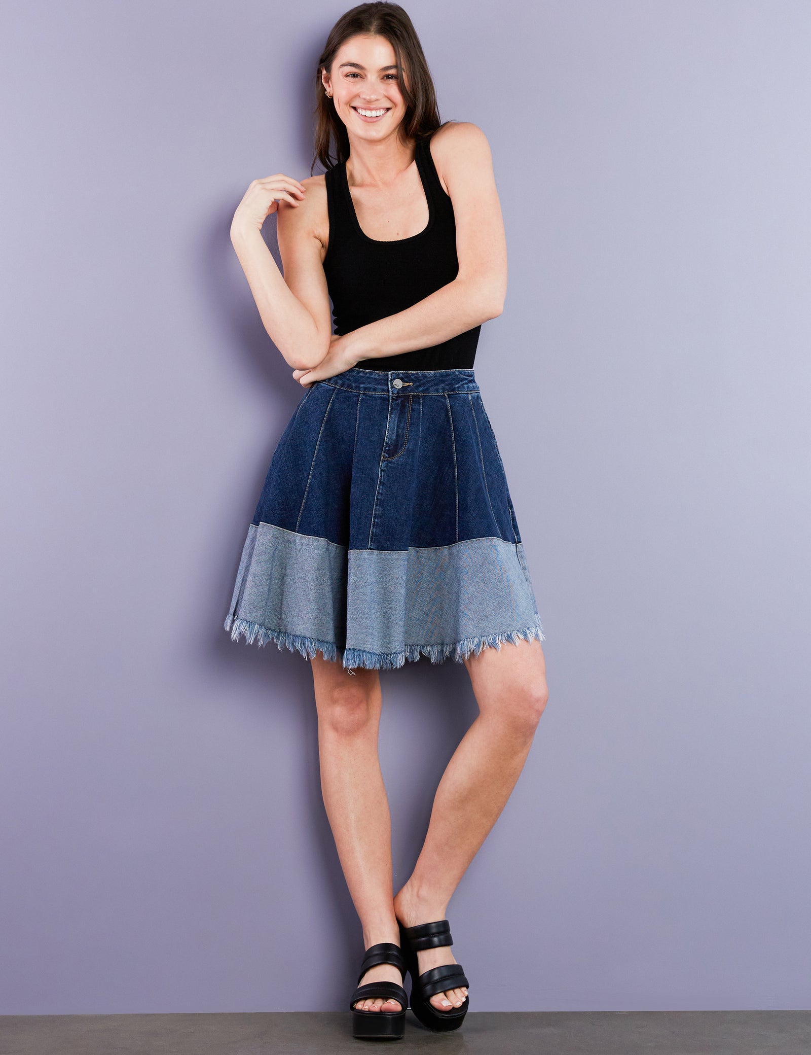 スカート yilon WASH DENIM MINI SKIRT Wash denim mini skirt – YILON