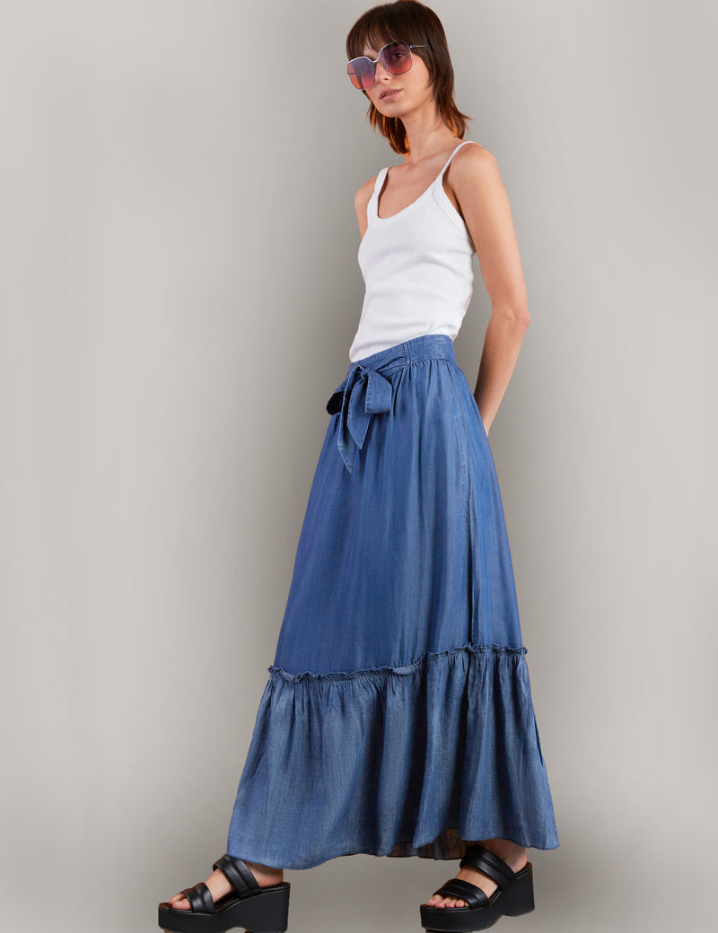 Soft Tie Maxi Skirt