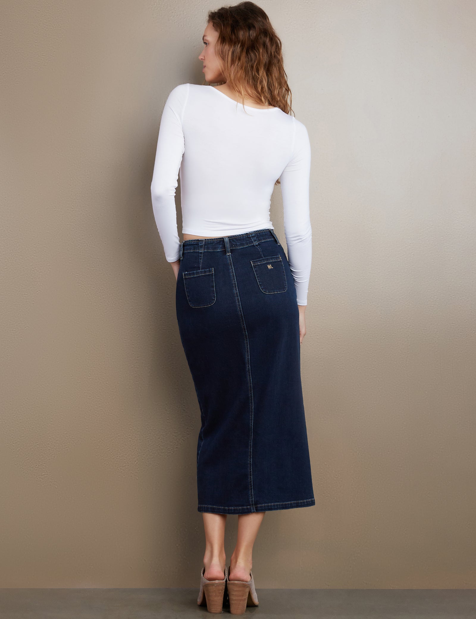 ★E.B.M★ Denim slit skirt EMO1DSK020 ☆E.B.M☆ Denim slit skirt EMO1DSK020 Coolest Vibe High Slit