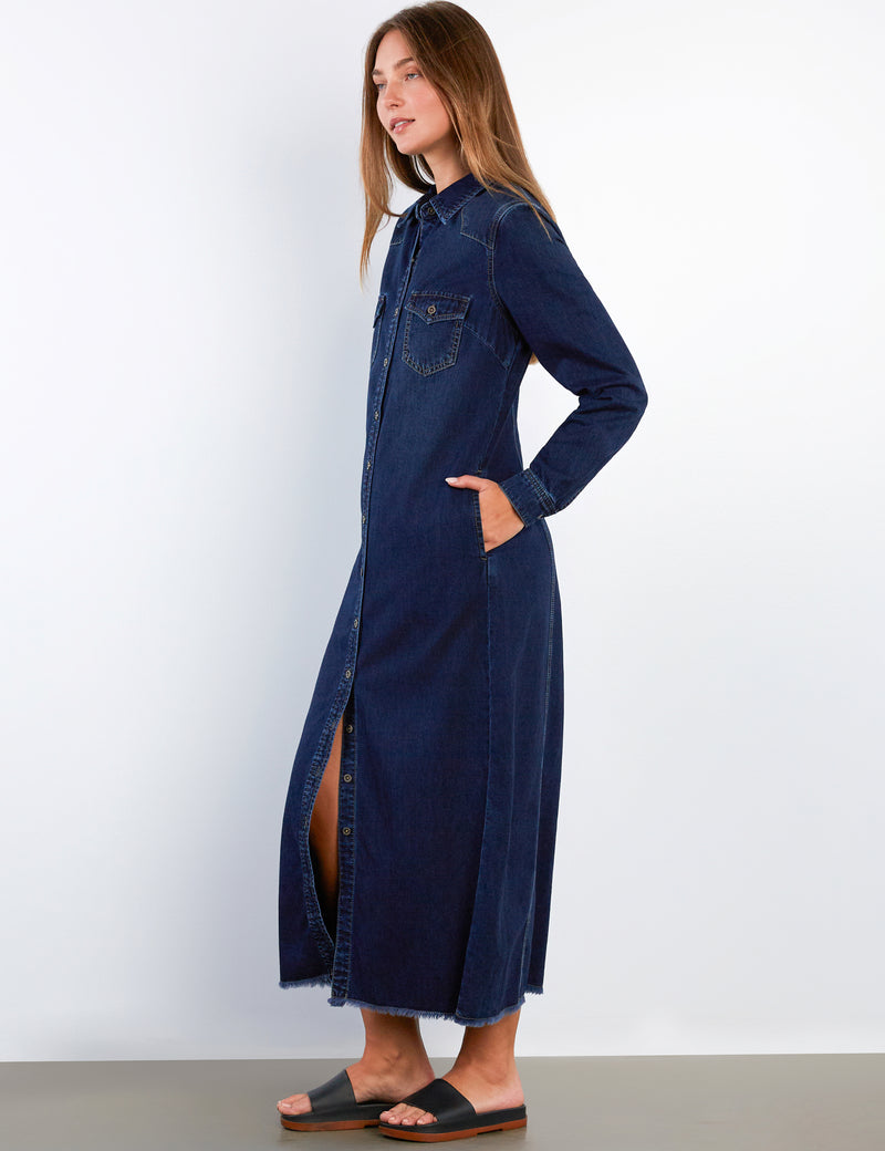 long shirt jeans dress CUPSHE Womens Denim Shirt Dress Long Sleeve Button Down Casual Loose Fall Jean Dresses with Pockets Navy XS at Amazon Women's Clothing store