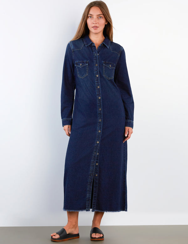 Denim Maxi Shirt Dress