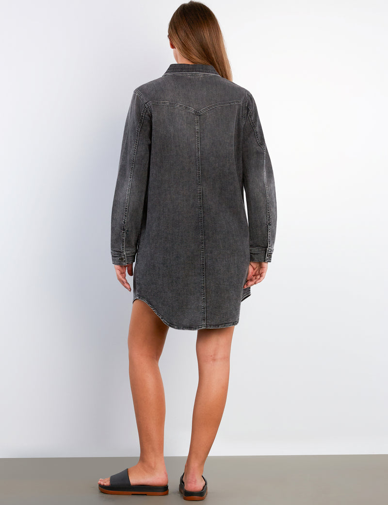 wash lab denim shirt dress Women's Oversized Denim Shirtdress Wash Lab washlabshop